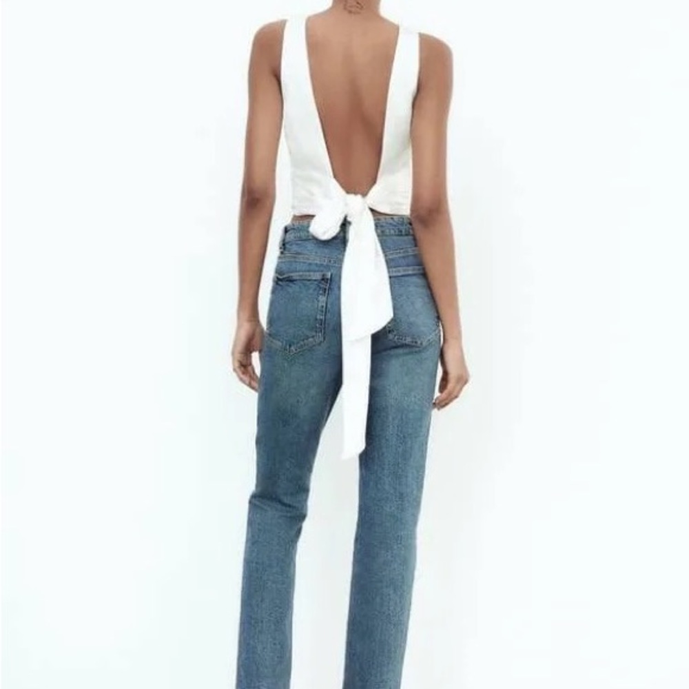 New Zara silk tie backless top